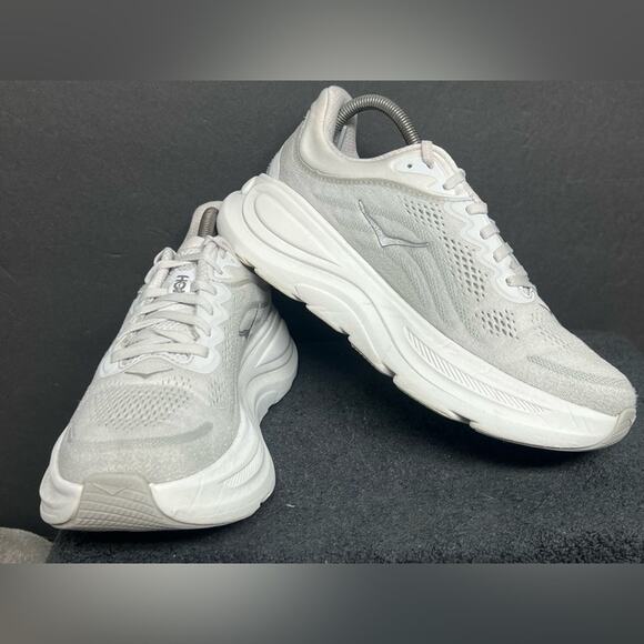 Hoka One One Bondi 9 Shoes Womens Size 9.5 Gray Running Sneakers 1162012 SDSTS - Picture 3 of 11